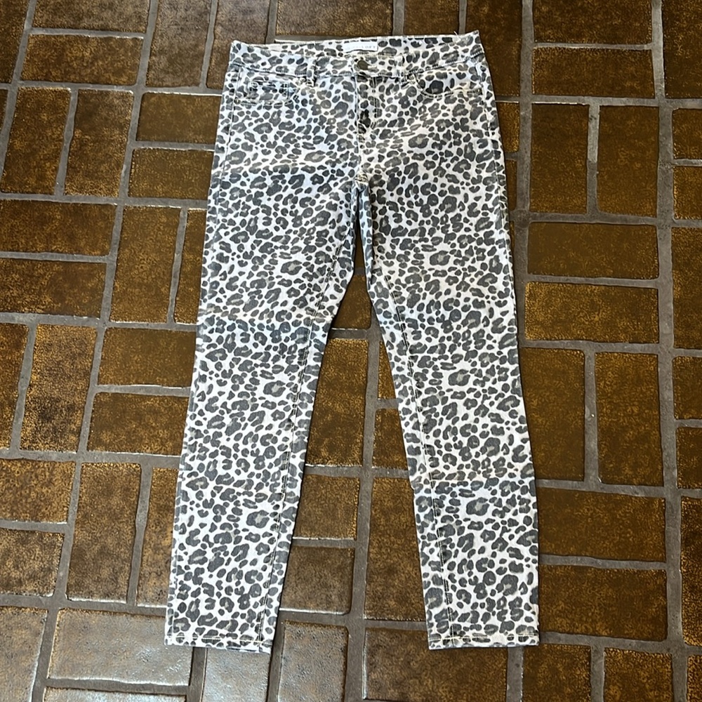 LOFT Gray Leopard Print High Rise Modern Skinny Jean - Picture 2 of 15